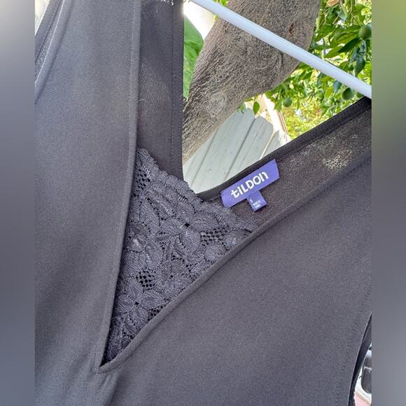 Tildon Black Sleeveless Mini Dress with Lace Detail Size S - Picture 3 of 5
